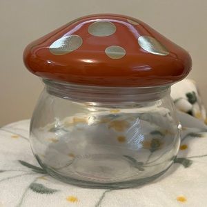 Target Bullseye Playground Glass Mushroom Jar; brown with gold polka dots!